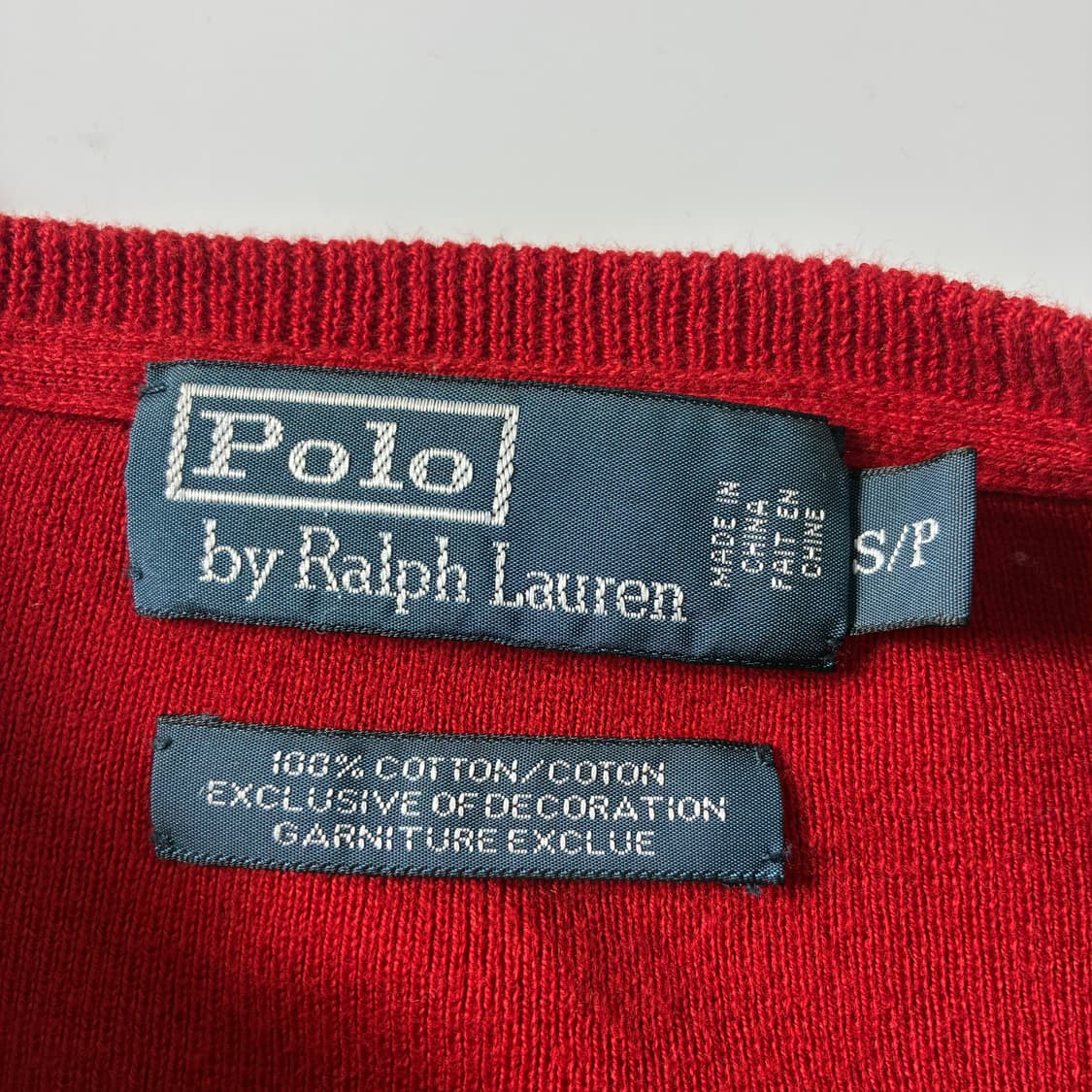 Polo  폴로 랄프로렌 90,s 자수 코튼 레드 라운드 니트  상품이미지4