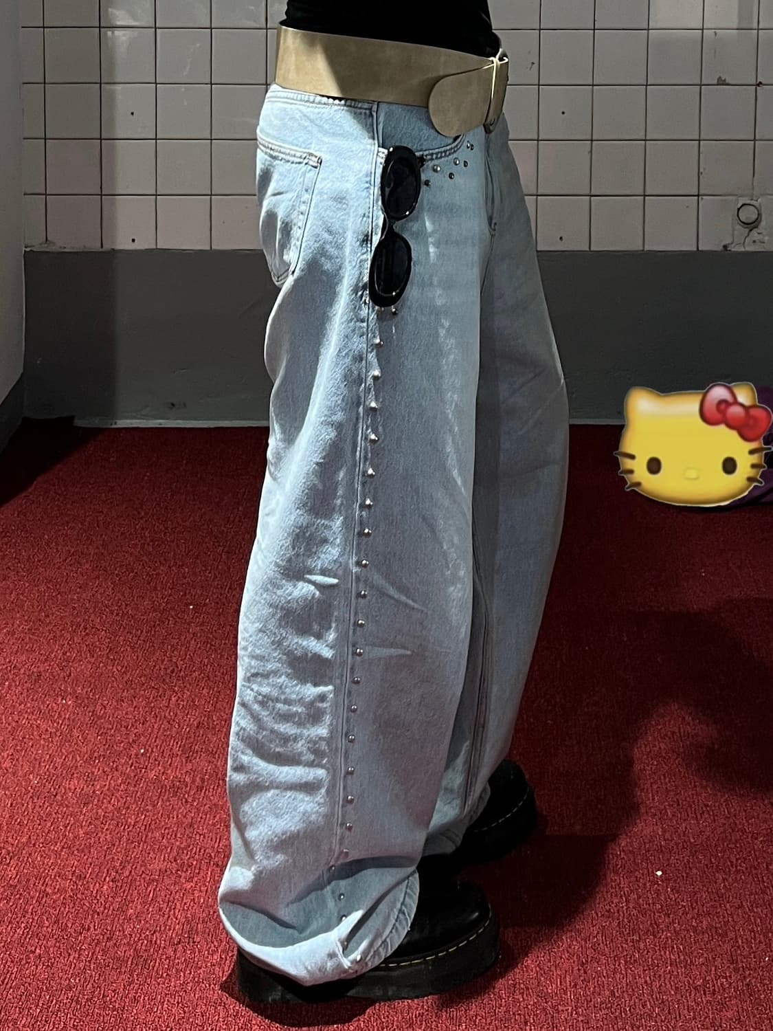 mmm jeans 스터드 와이드 데님 L 상품이미지5