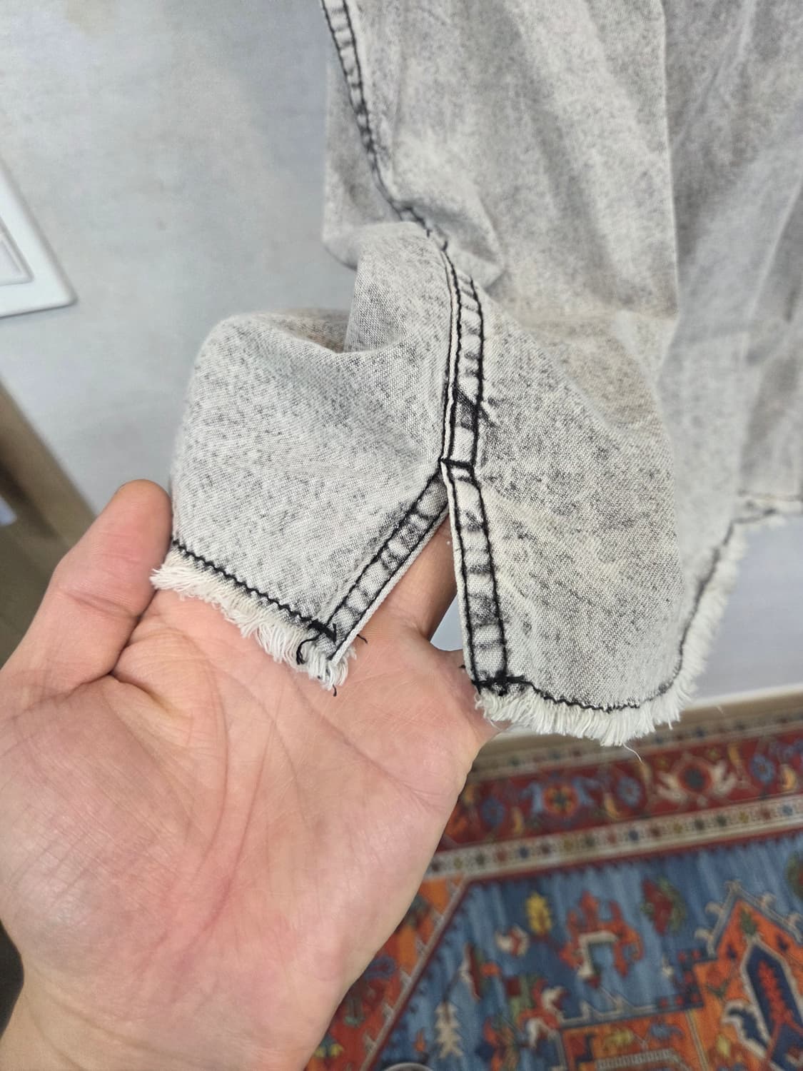 자라 포켓 빈티지워싱 데미지 데님반팔 xl 상품이미지4