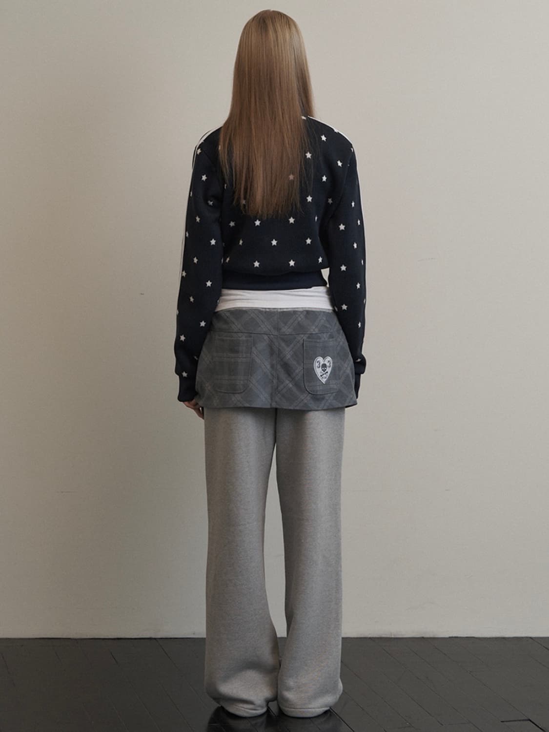 셋업이엑스이 체크 레이어드 스웻 팬츠 상품이미지3