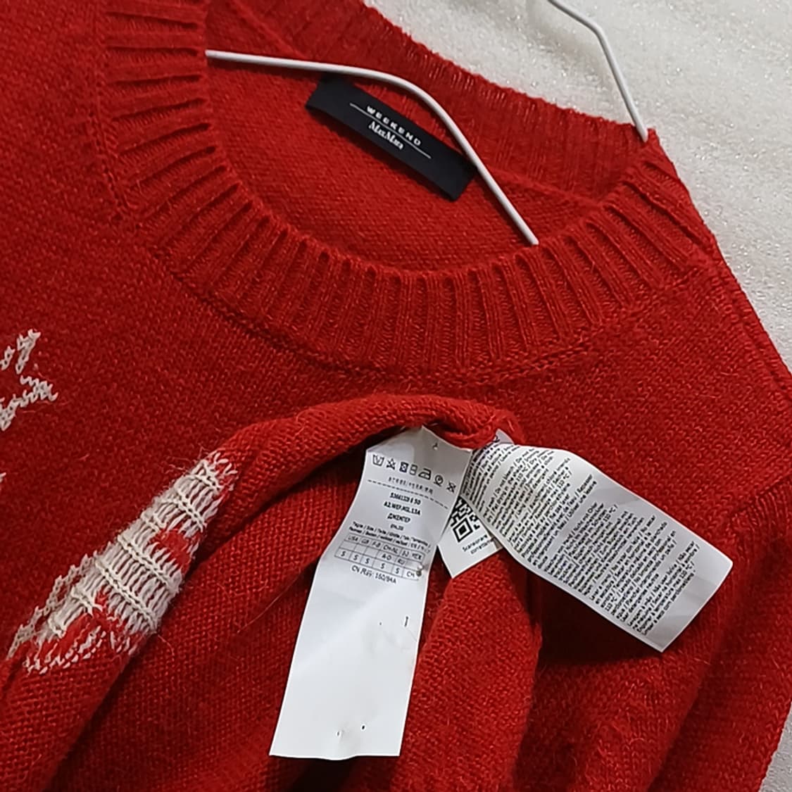위켄드 막스마라 알파카 울 라운드 니트 여성 S 레드 사랑봉봉 상품이미지4