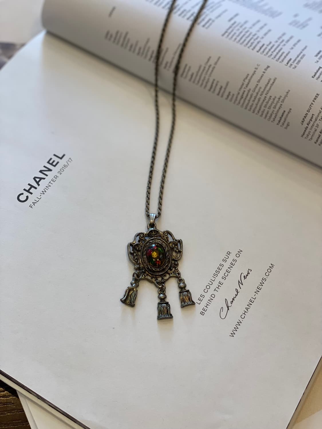 플라워패턴 앤틱 드롭 목걸이 상품이미지2