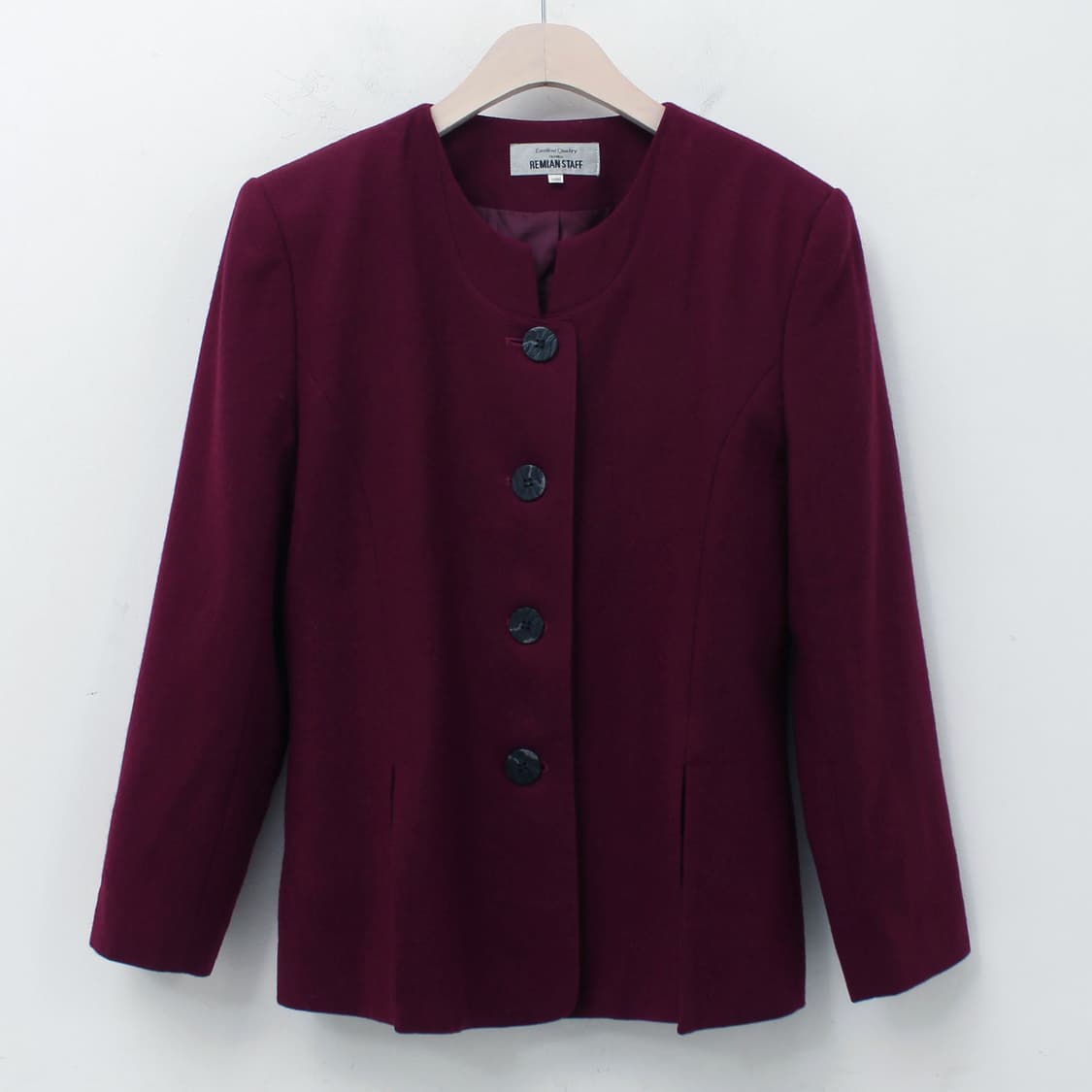 일본 빈티지 버건디 슬릿 라운드넥 자켓 상품이미지3