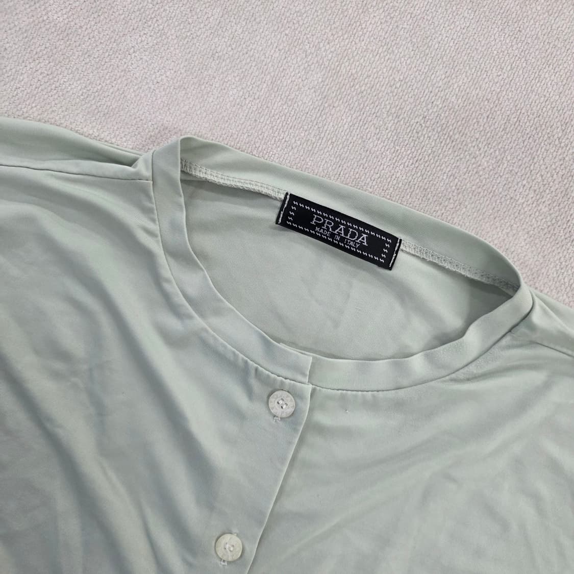 [실측] 고급 민트 라운드넥 단추 긴팔티 0127J 상품이미지2