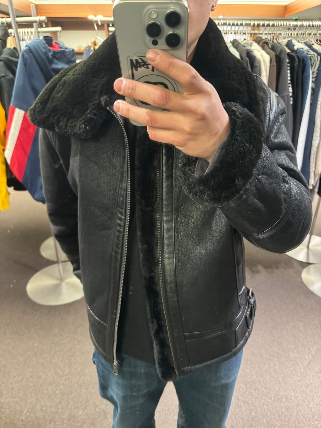 L)BUCKAROO 빈티지 블랙 무스탕 상품이미지1