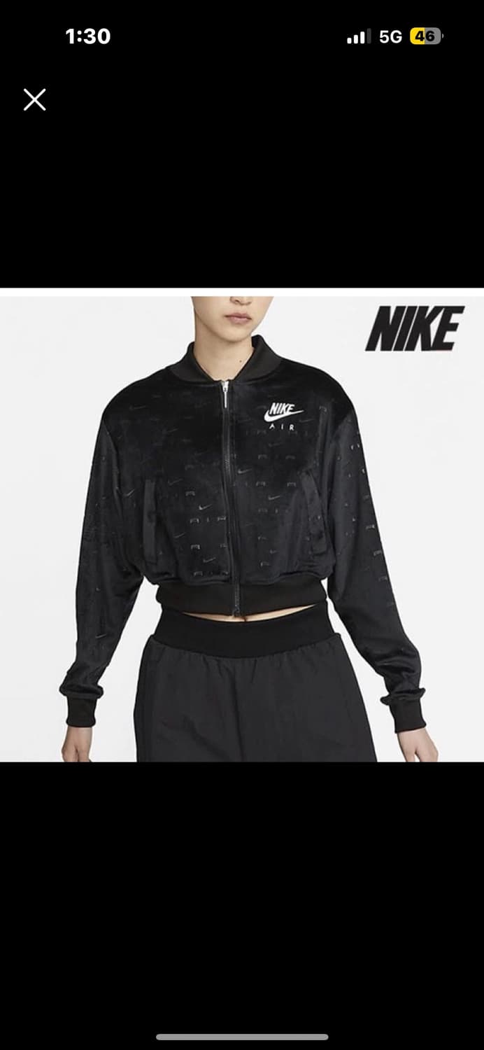 나이키 에어 벨벳 크롭 집업 자켓 상품이미지1