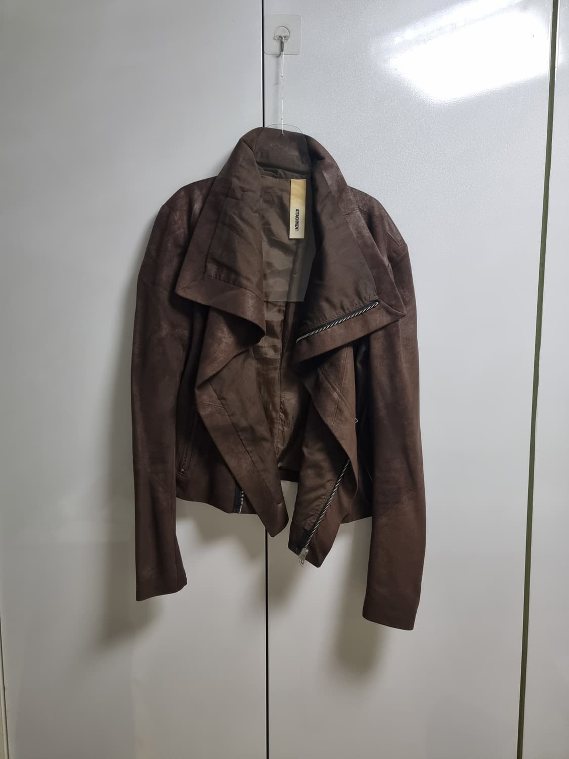 다크브라운 스웨이드 그런지 하이넥 자켓 릭오웬스 느낌 상품이미지1