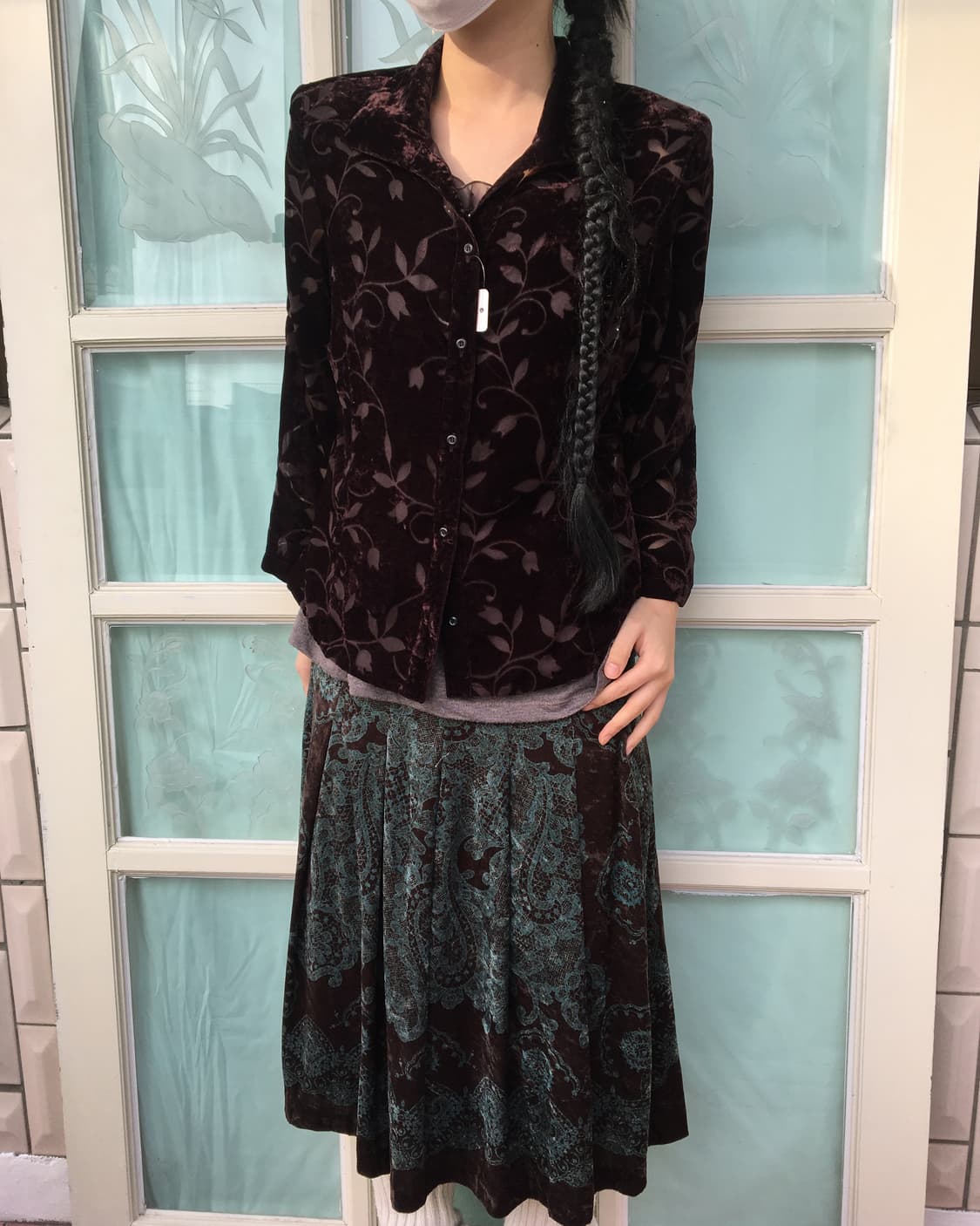 Pattern point velvet shrit 상품이미지1