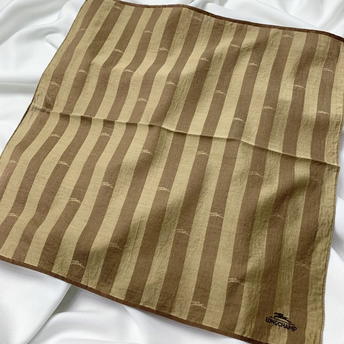 [정품] LONGCHAMP 롱샵 스트라이프 빈티지 쁘띠스카프 손수건 상품이미지1