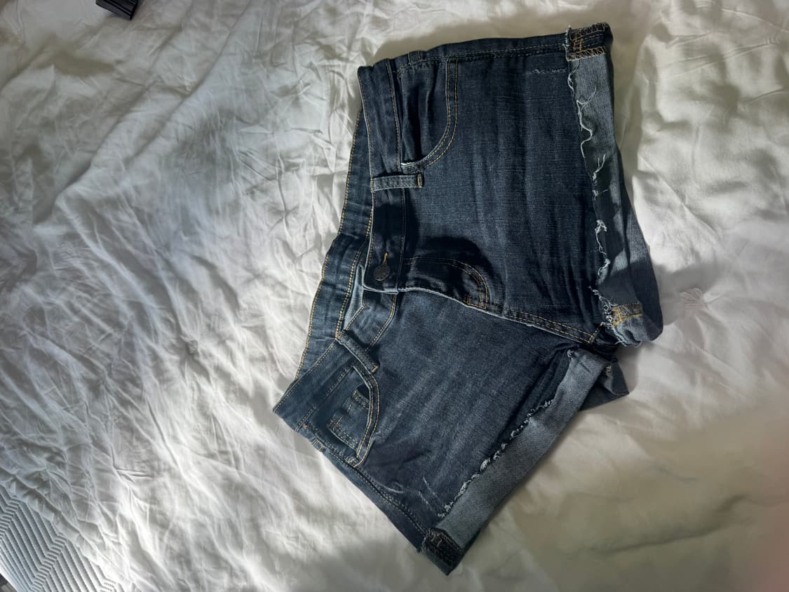 빈티지 워싱 진청 롤업 데님 숏팬츠🐰💙 상품이미지3