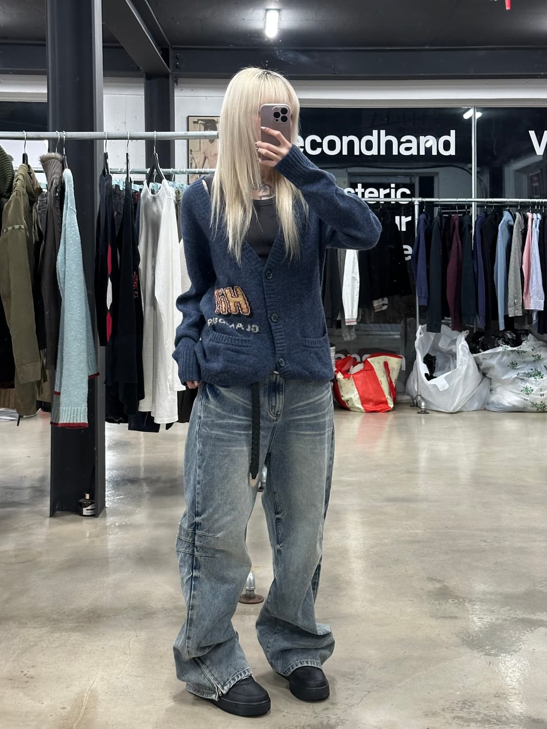 히스테릭 글래머 Bombed Out 울 니트 가디건 상품이미지4