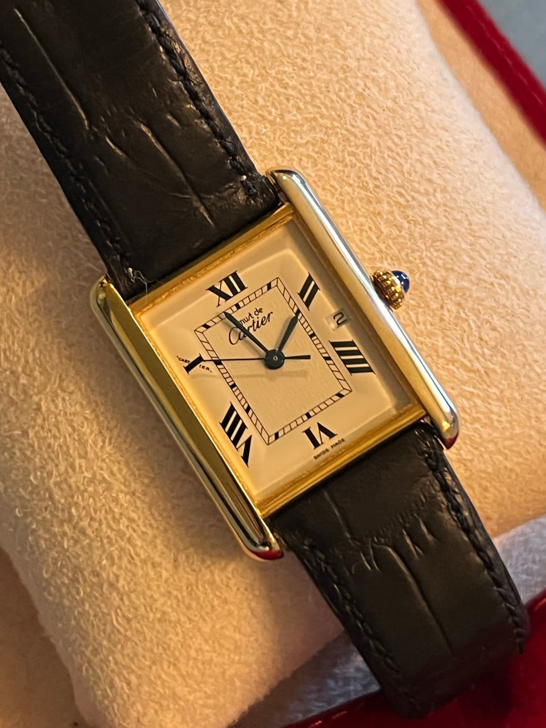 까르띠에 빈티지 머스트 드 탱크  XL 다이얼 캘린더 디버클 시계 상품이미지4