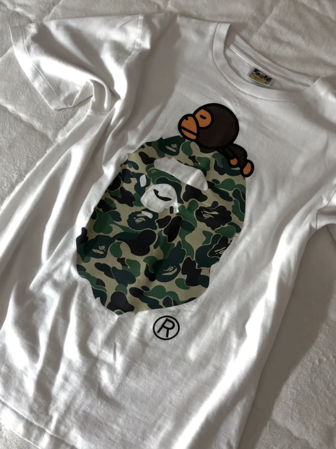 베이프 ABC 카모 마일로 온 빅 에이프 티셔츠 화이트 그린 M 상품이미지1