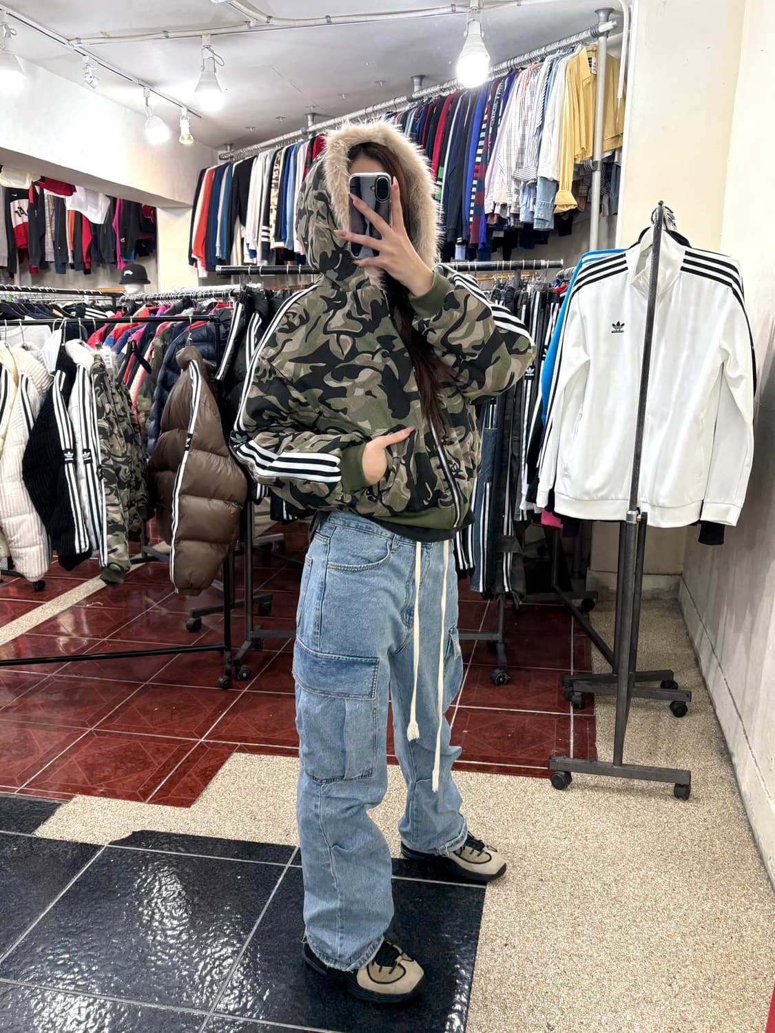 커스텀 카모 퍼 누빔패딩 상품이미지6