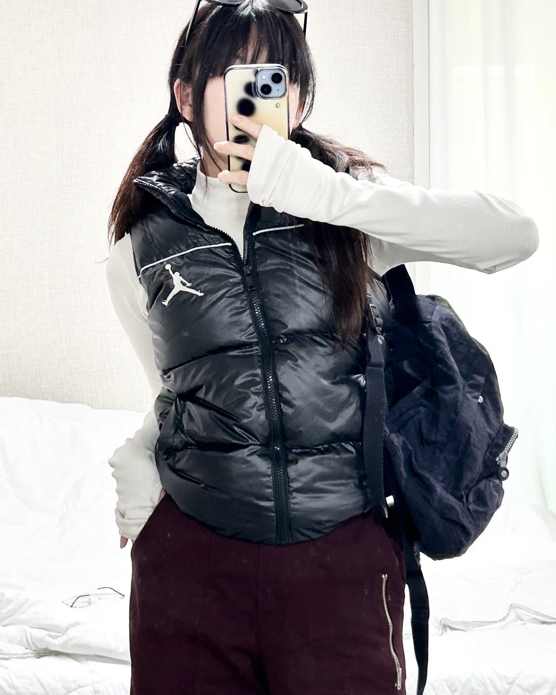 에어조던 자수로고 블랙 덕다운 패딩조끼 상품이미지2