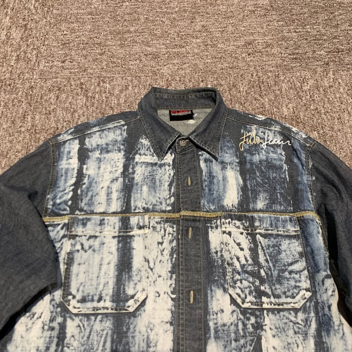 L) FUBU 푸부 빈티지 청 데님 셔츠 Y2K 상품이미지4