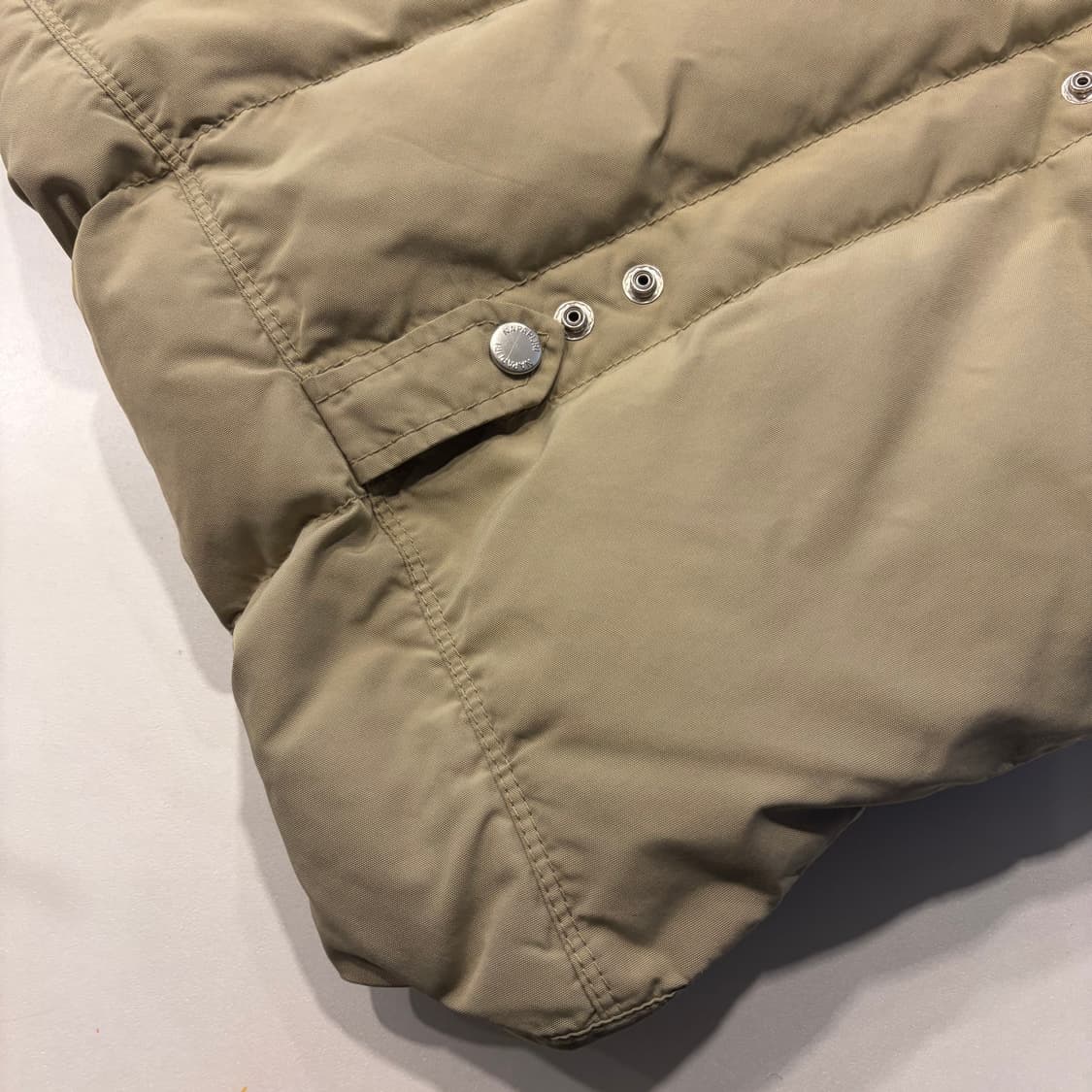 [M] 나파피리 수입택 베이지 레더 포인트 패딩 조끼 D243 상품이미지9