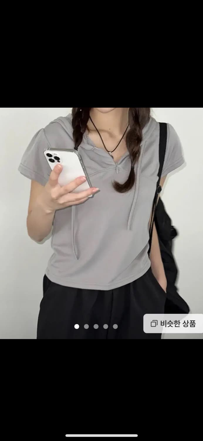 고프코어 쿨메쉬 퍼프 반팔 후드 티셔츠 그레이 상품이미지1