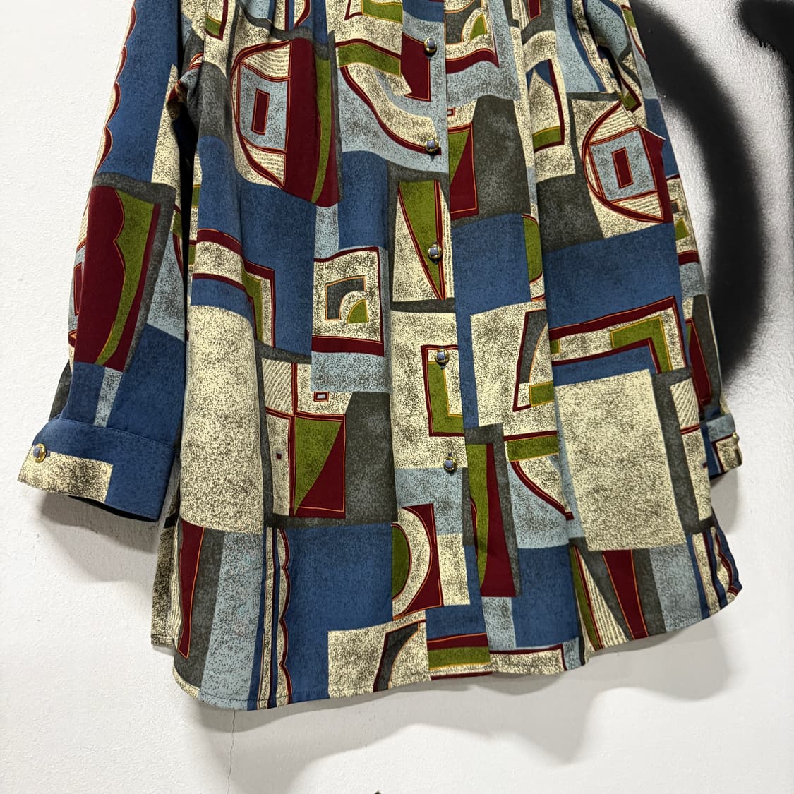 VTG 빈티지 기하학 패턴 셔링 긴팔 셔츠 상품이미지4