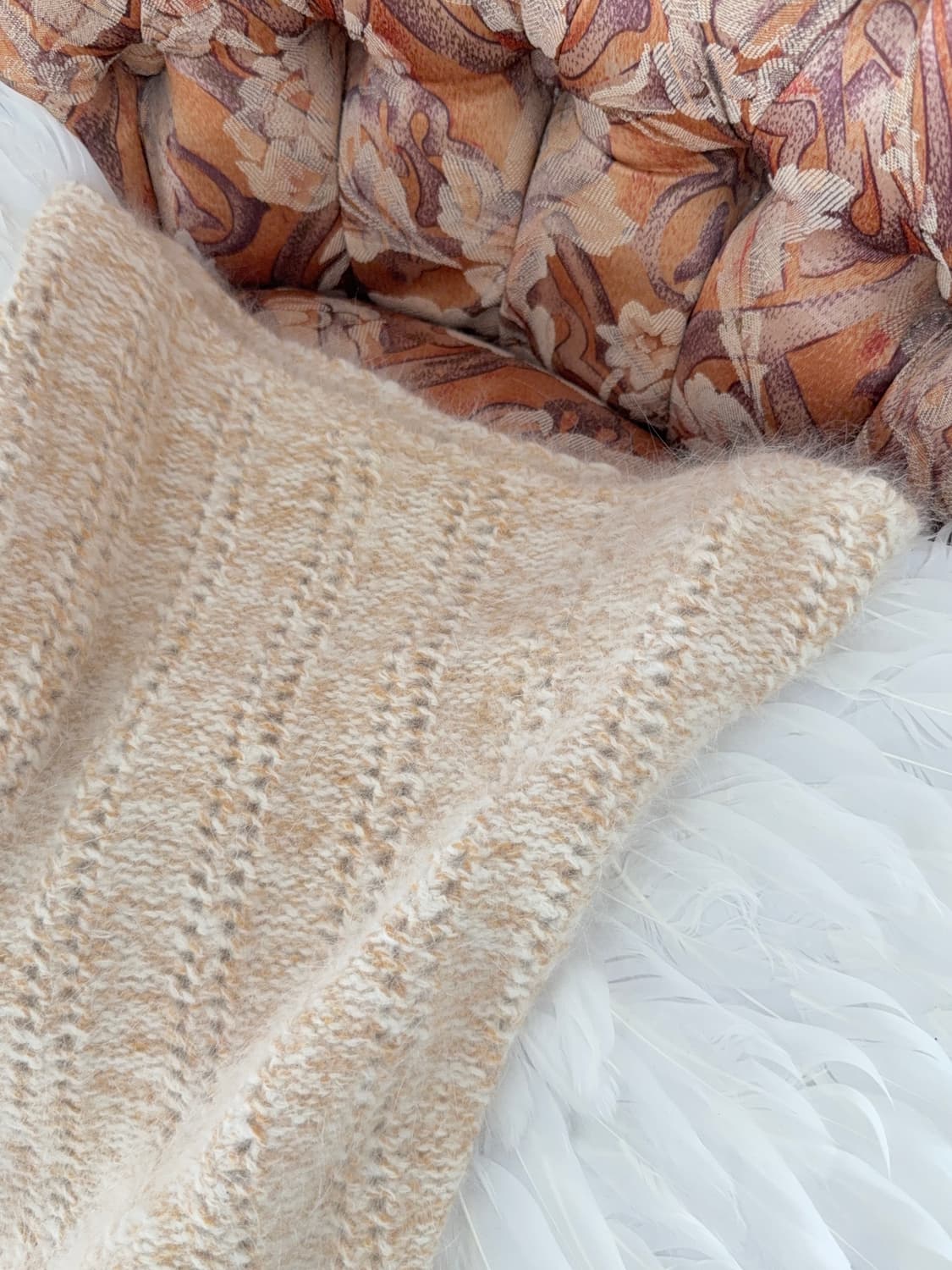light orange&beige angora tube top  상품이미지3