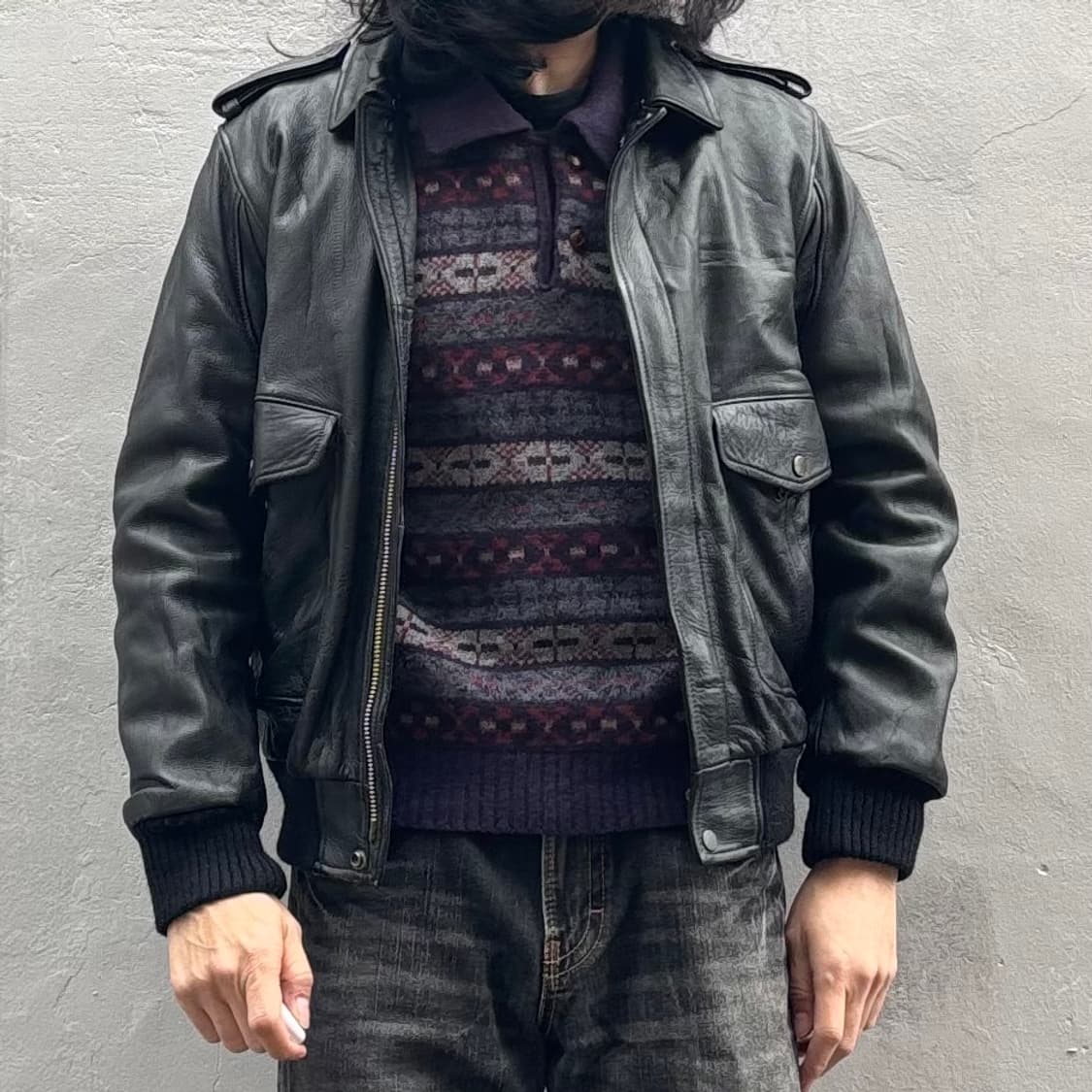 90년대 일본 a-2 가죽 자켓 상품이미지10