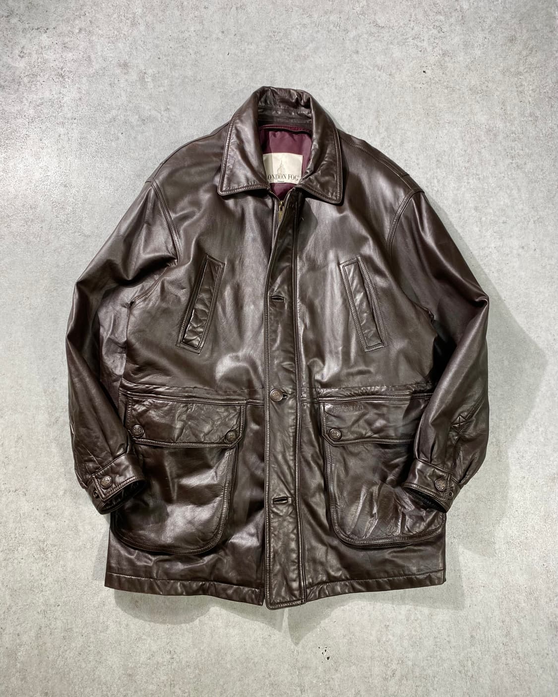 [105] 90s London Fog 런던포그 브라운 양가죽 레더코트 상품이미지1