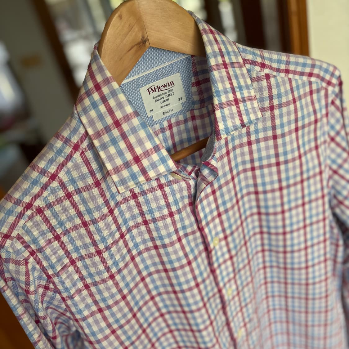 TM 르윈 체크 셔츠 100 슬림핏 독특한 질감 수입 정품 상품이미지7