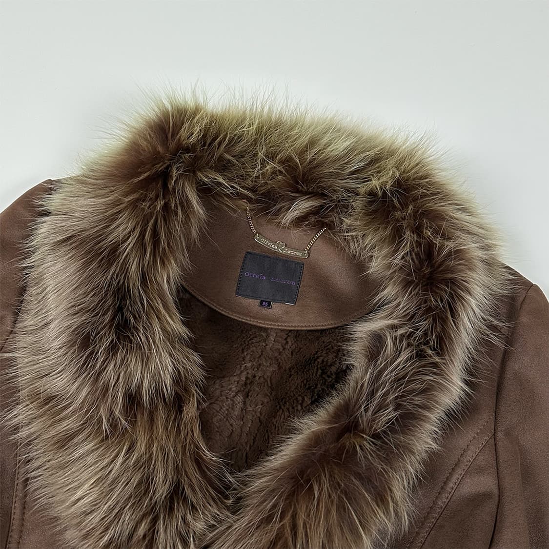 올리비아로렌 퍼 카라 스웨이드 자켓 상품이미지3