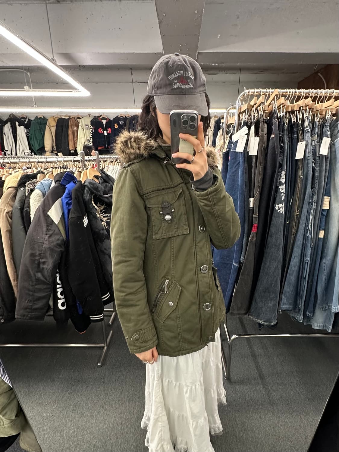 L)In The Attic 빈티지 퍼 후드 밀리터리 야상 자켓 상품이미지1