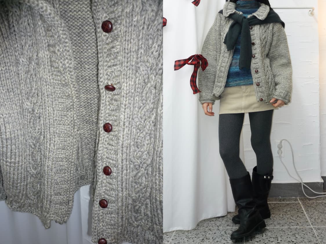 Cloud grey knit open cardigan 상품이미지1
