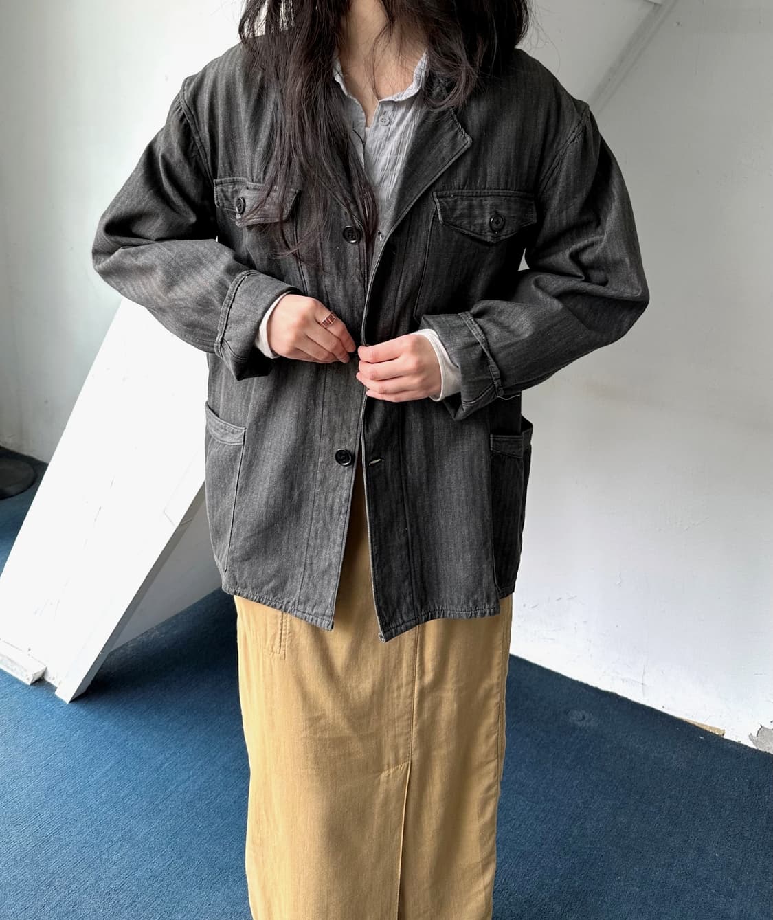 Herringbone pattern design single jacket 상품이미지4