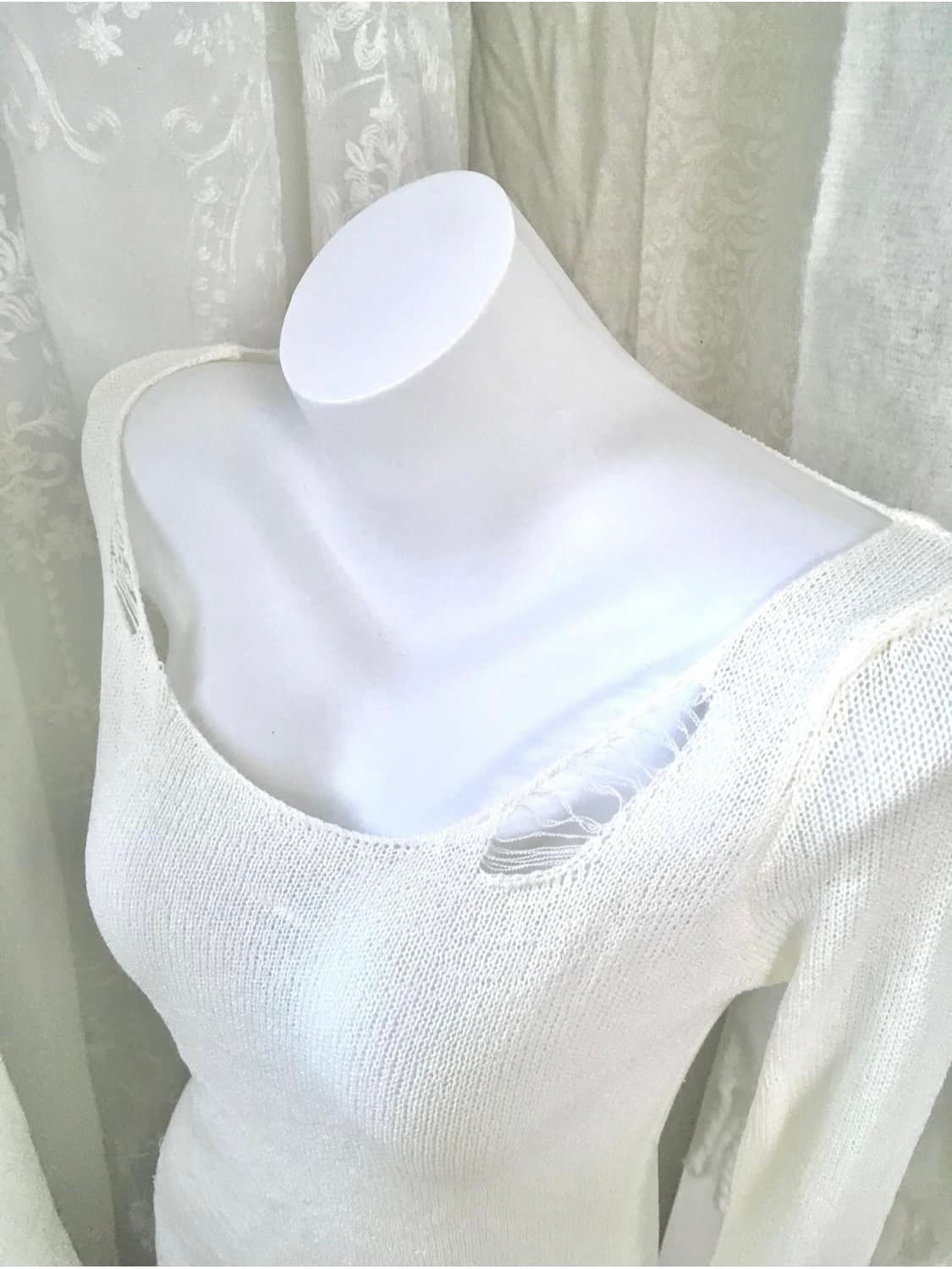 inpysecond 화이트 그런지 슬림 네트 롱슬리브 상품이미지10