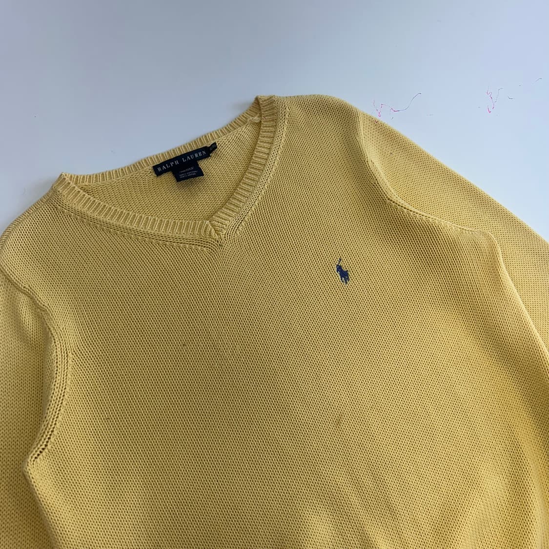 Polo 폴로 블루 포니 옐로우 브이넥 니트 상품이미지4