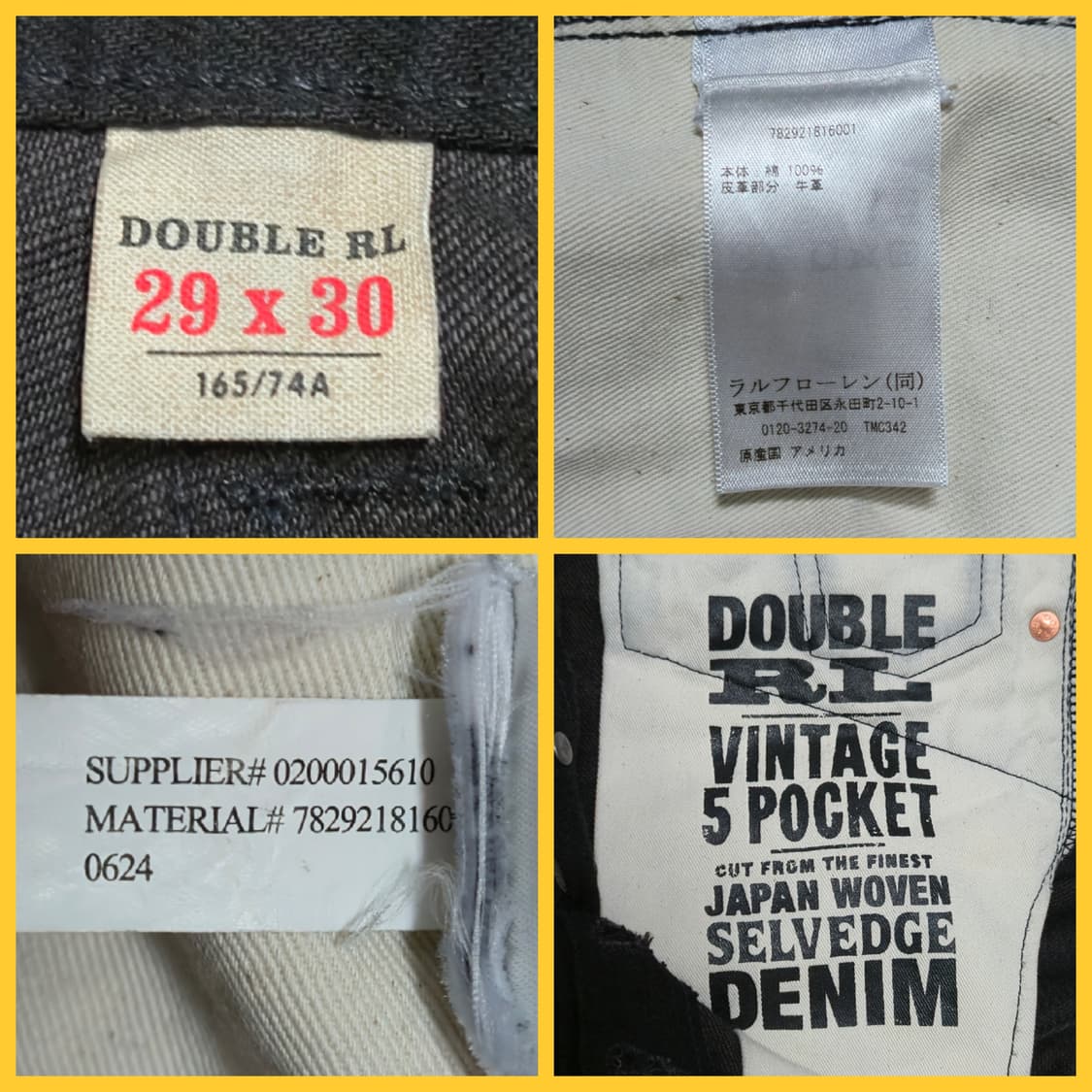 [29×30] RRL 더블알엘 빈티지 파이브포켓 데님 팬츠 블랙 온 블랙 상품이미지10