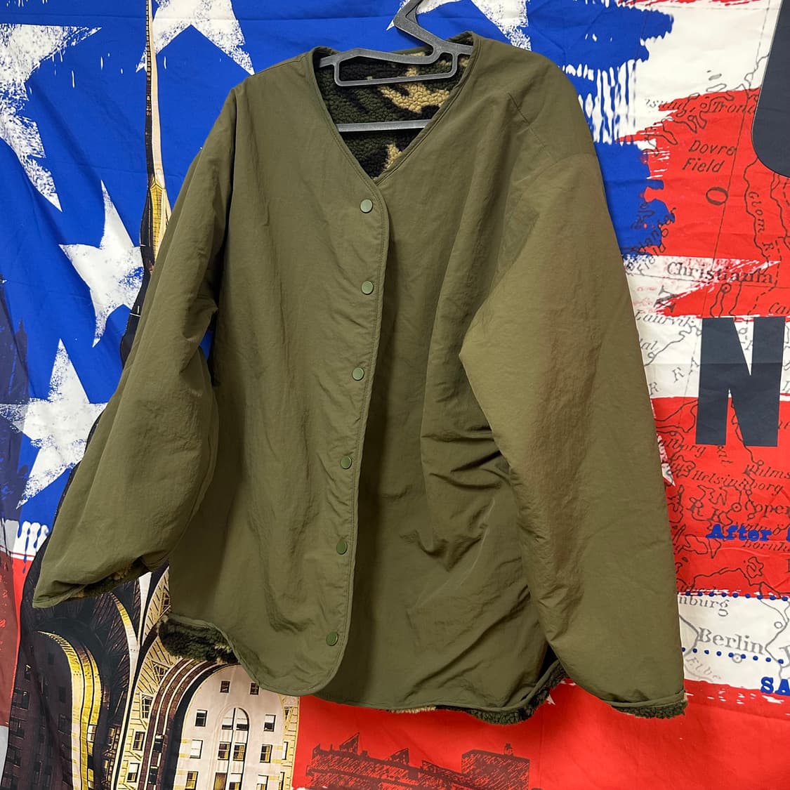 s급 빈티지 카모 리버시블 양면 오버핏바람막이XL105 상품이미지5