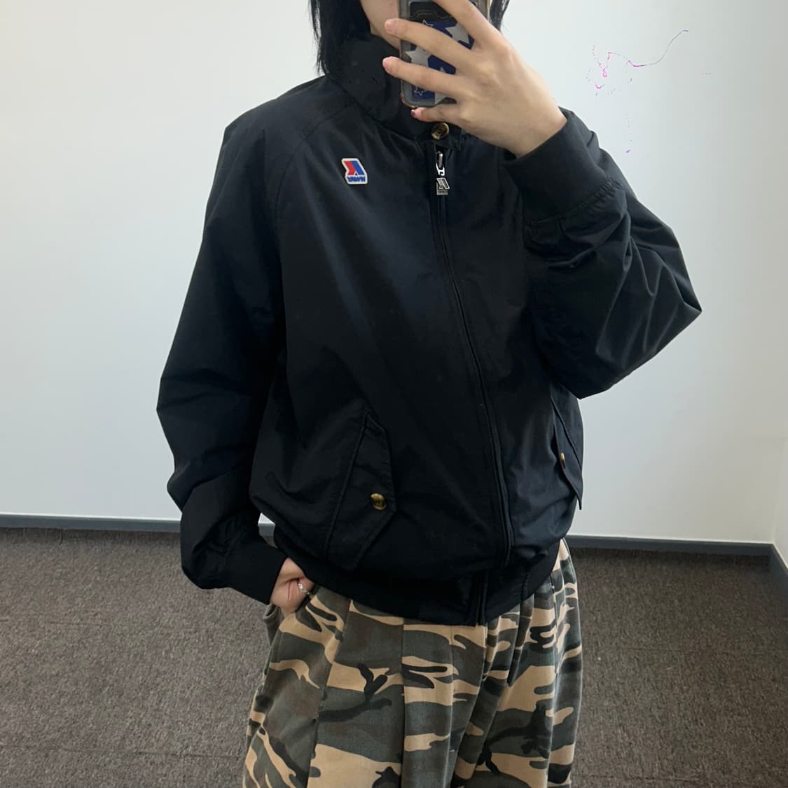 K•way 스몰로고 버튼업 블랙 바람막이 상품이미지2