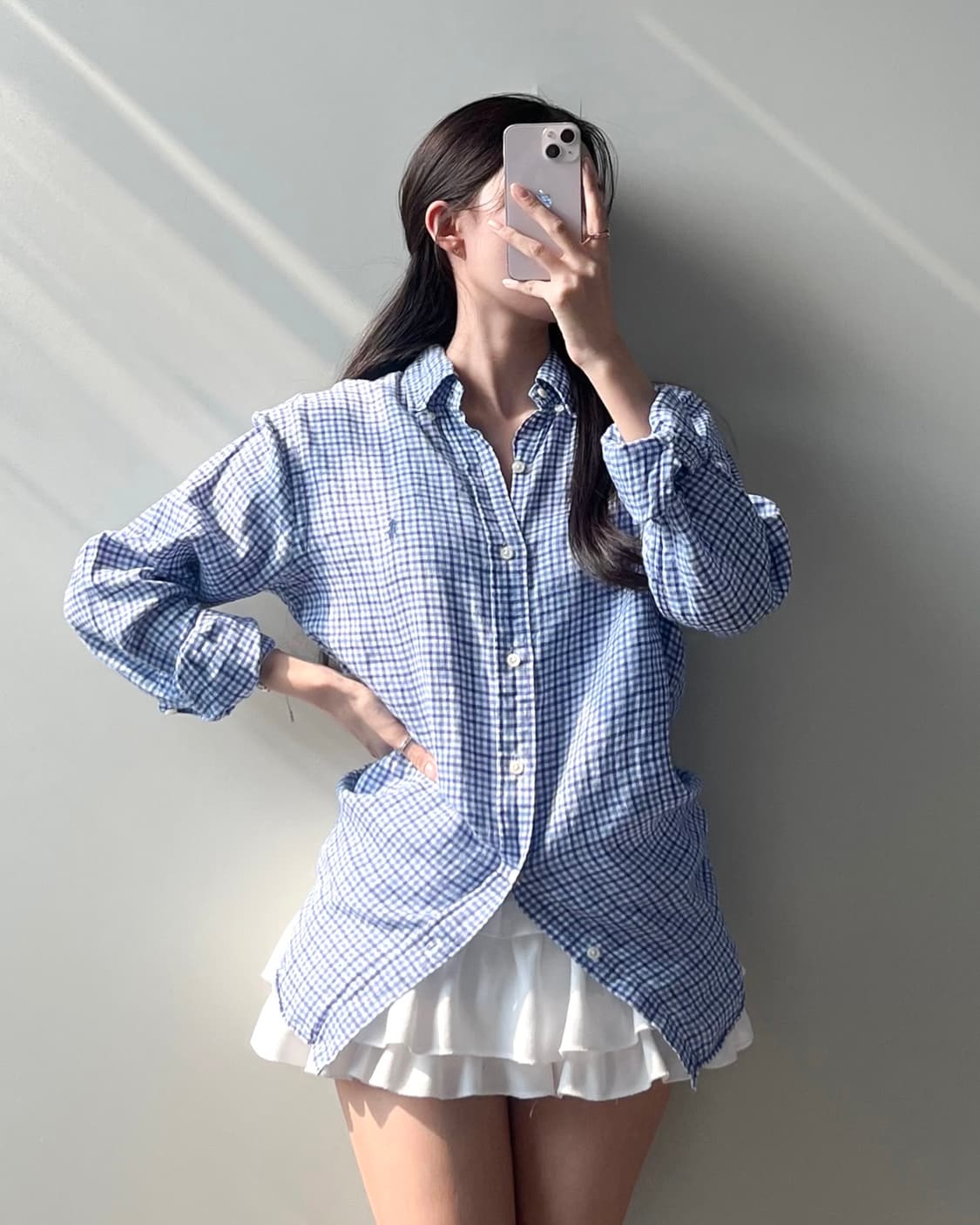 폴로 린넨 체크 셔츠  상품이미지3