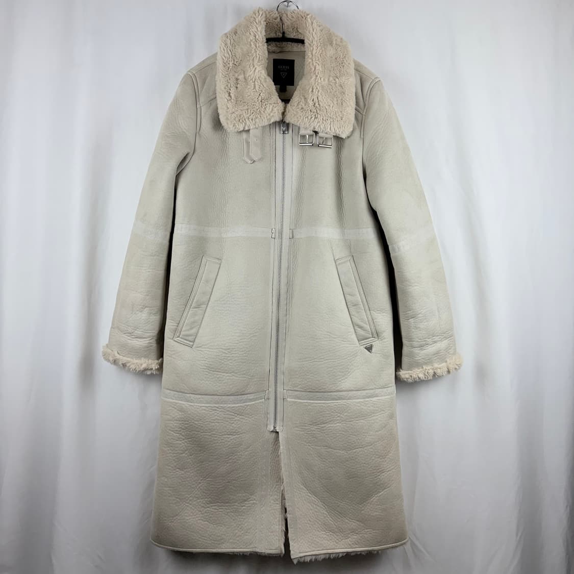 (S) 게스 무스탕 롱 코트 아이보리 상품이미지2