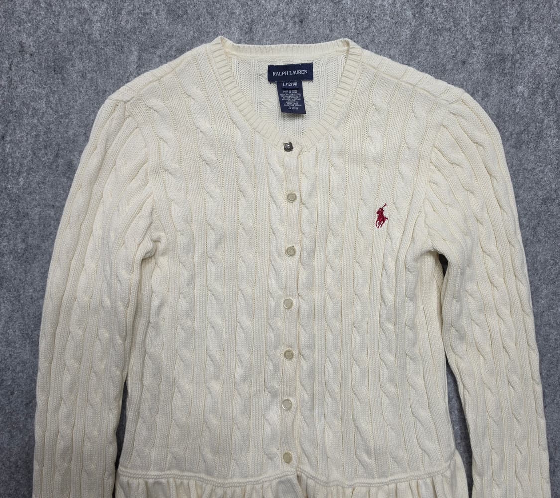 폴로 랄프로렌 케이블 페블럼 프릴 니트 가디건 걸즈 L 상품이미지3