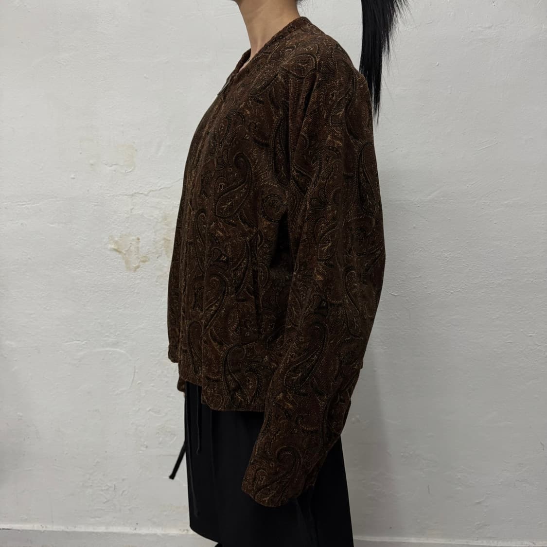 몽키타임 20AW 브라운컬러 페이즐리 코디 프린트 집업 블루종 자켓 상품이미지2