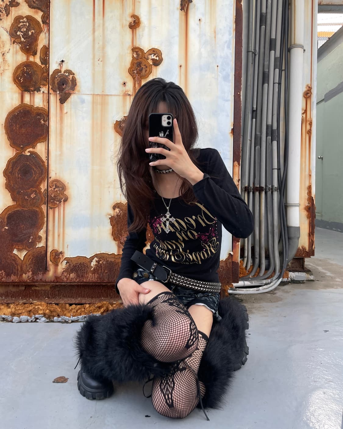 🎸블랙 프린팅 타이트 롱슬리브🎸 상품이미지1