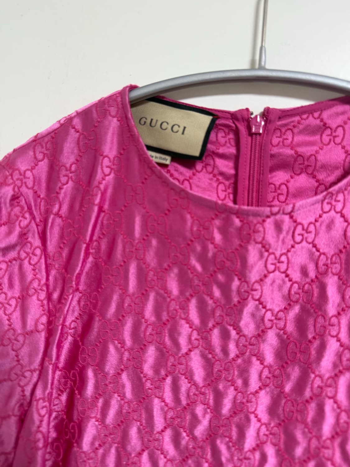 구찌 새틴 핑크 원피스 상품이미지6