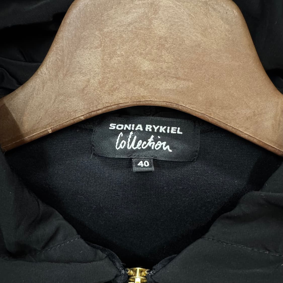 소니아 리키엘 벨루어 후드 집업 자켓 전면 포켓 포인트 블랙 상품이미지5