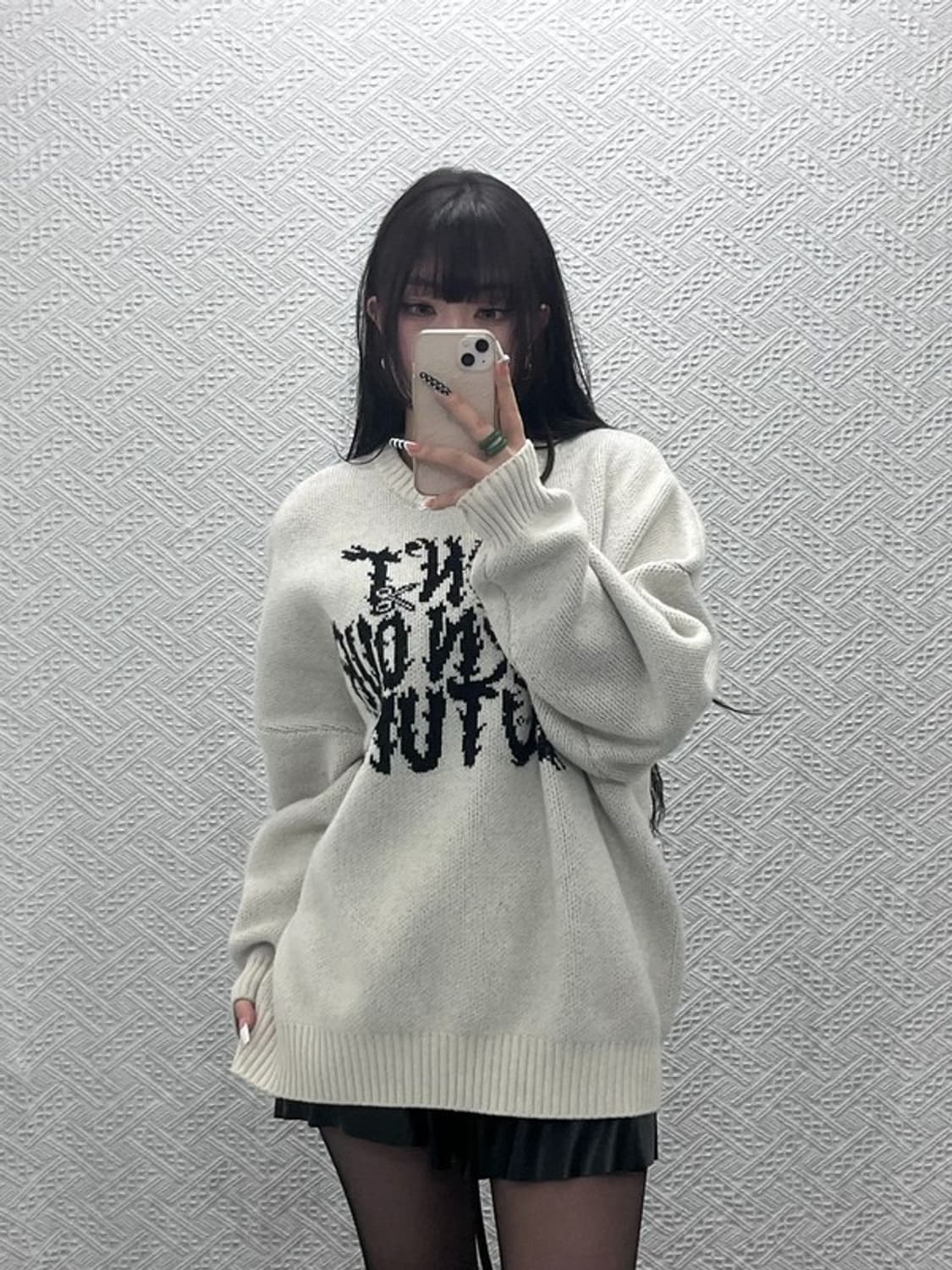 아조바이아조 스트릿 펑크 고딕 레터링 울 니트 L C10175 상품이미지2