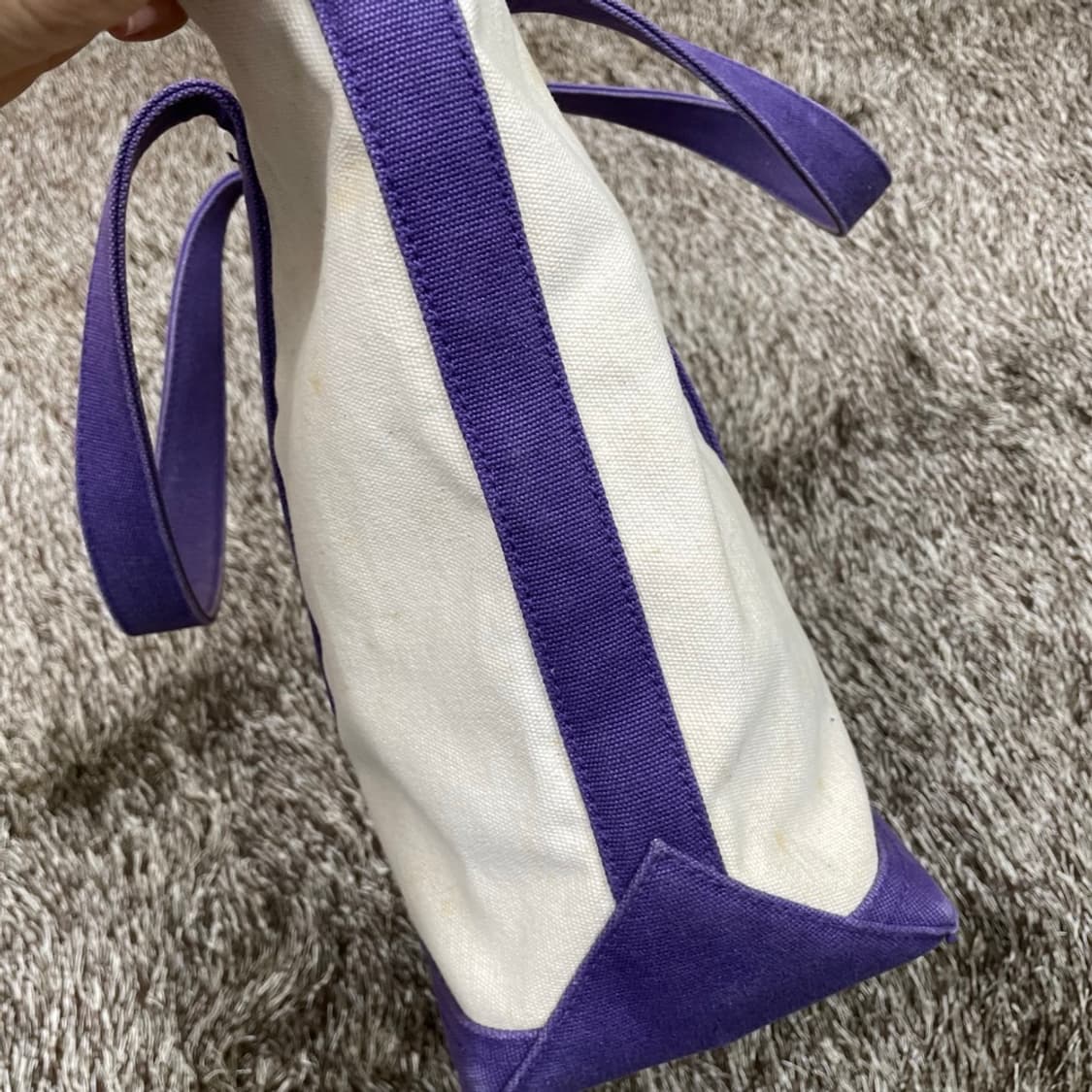 폴로 랄프로렌 퍼플 그린 빅포니 캔버스 토트백 상품이미지3