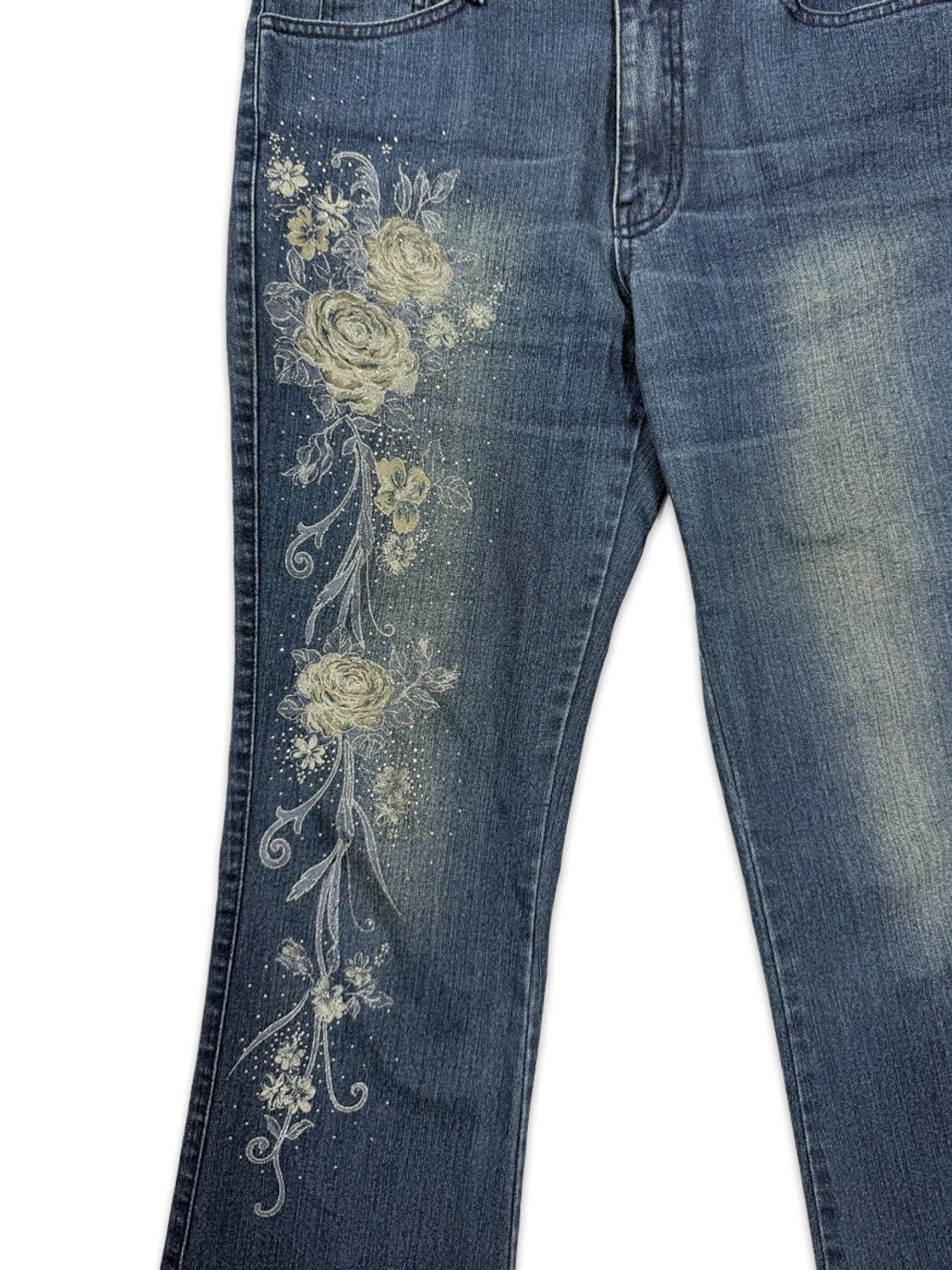 빈티지 Billion Jeans 로즈 레터링 부츠컷 데님 팬츠 상품이미지3