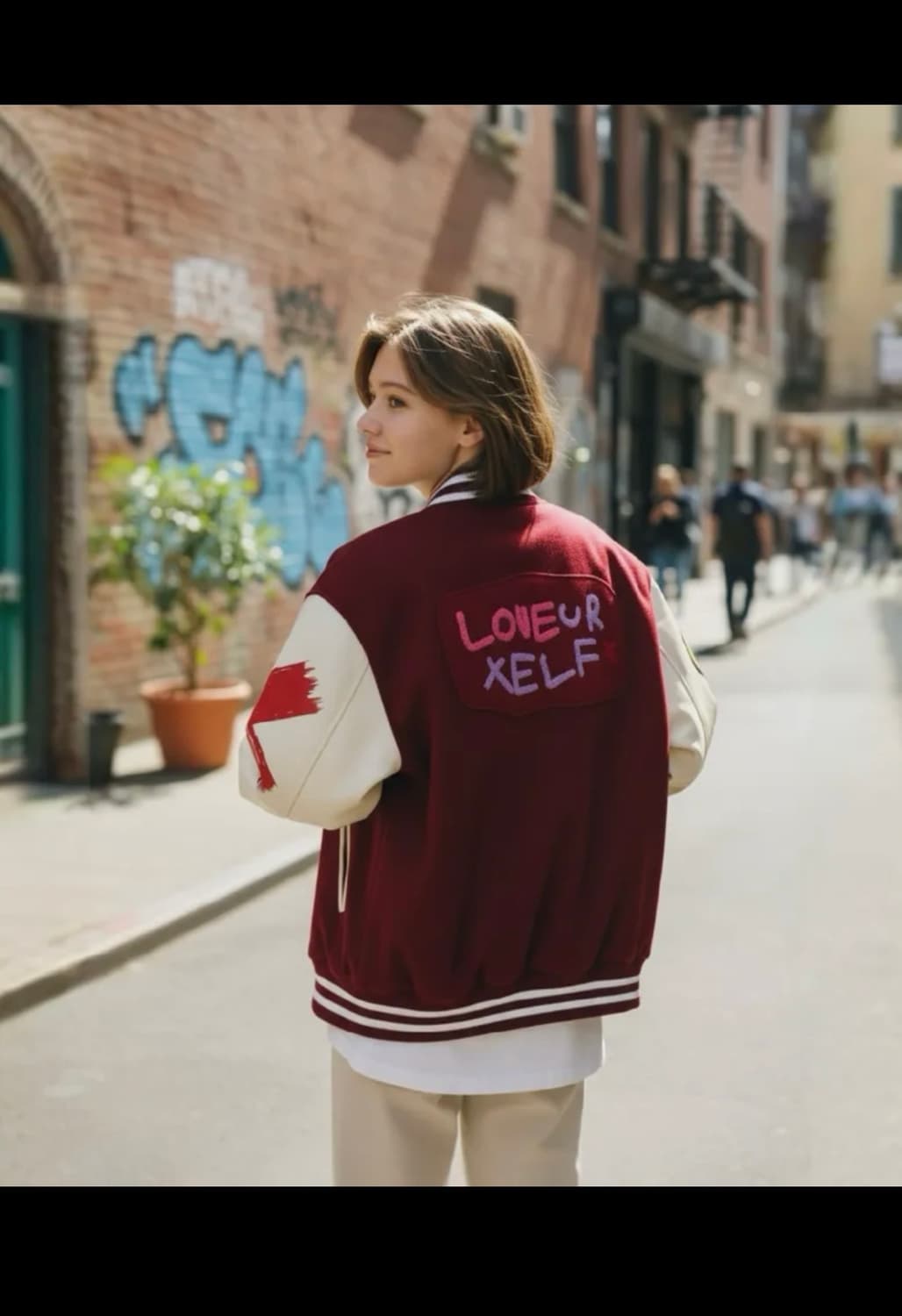 수아트 바시티 자켓 레드 M 사이즈 팔아용 상품이미지3