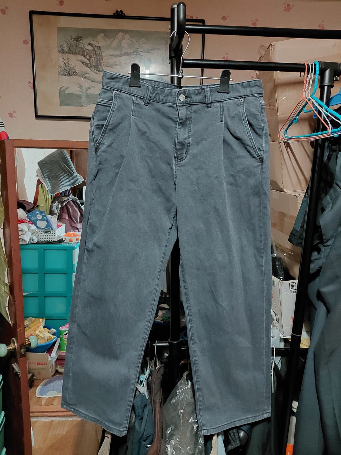 [아모프레]기모 와이드 데님 청바지 34사이즈  상품이미지1