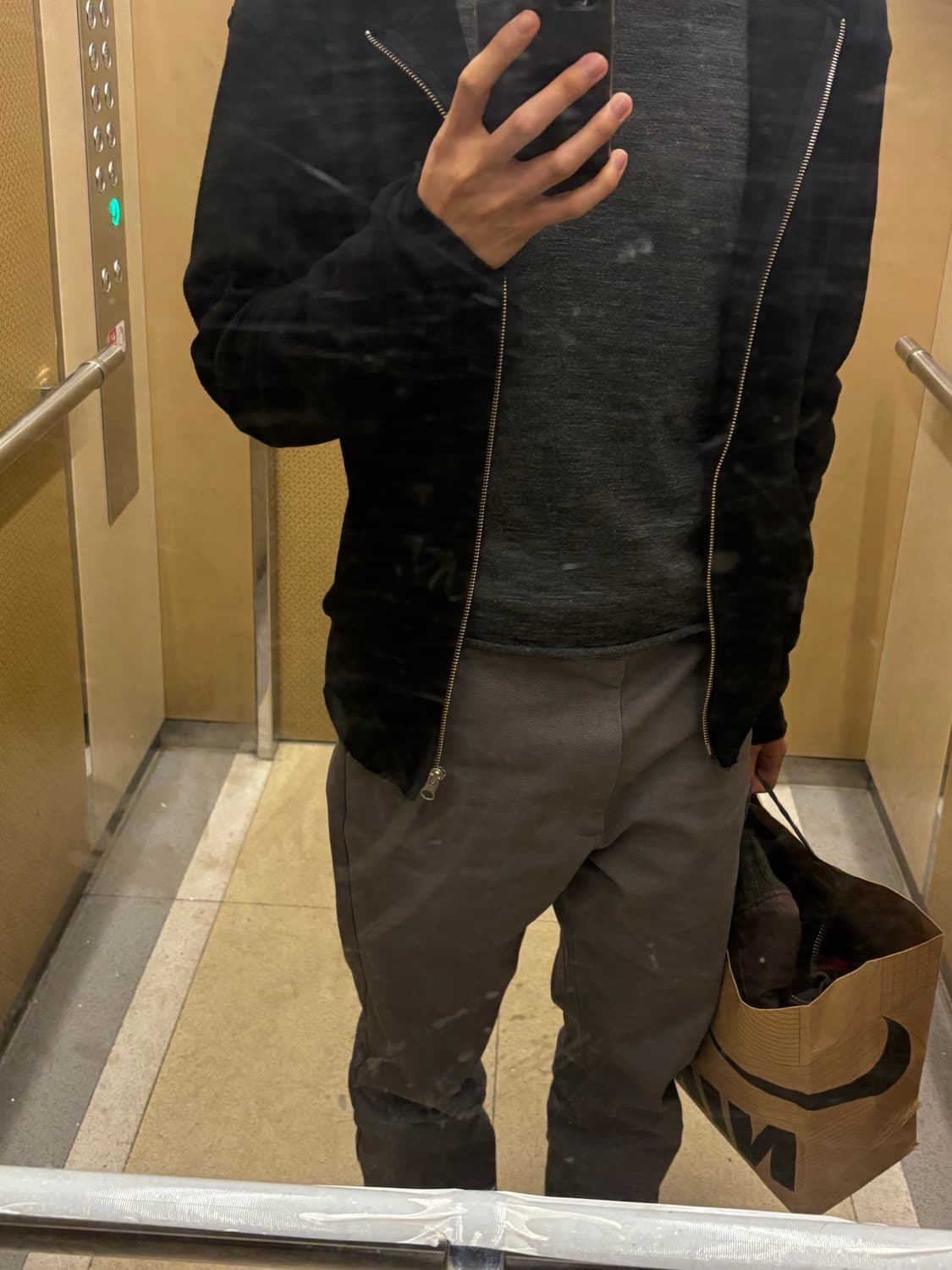 Textured Straight Pants 그레이 0 상품이미지3