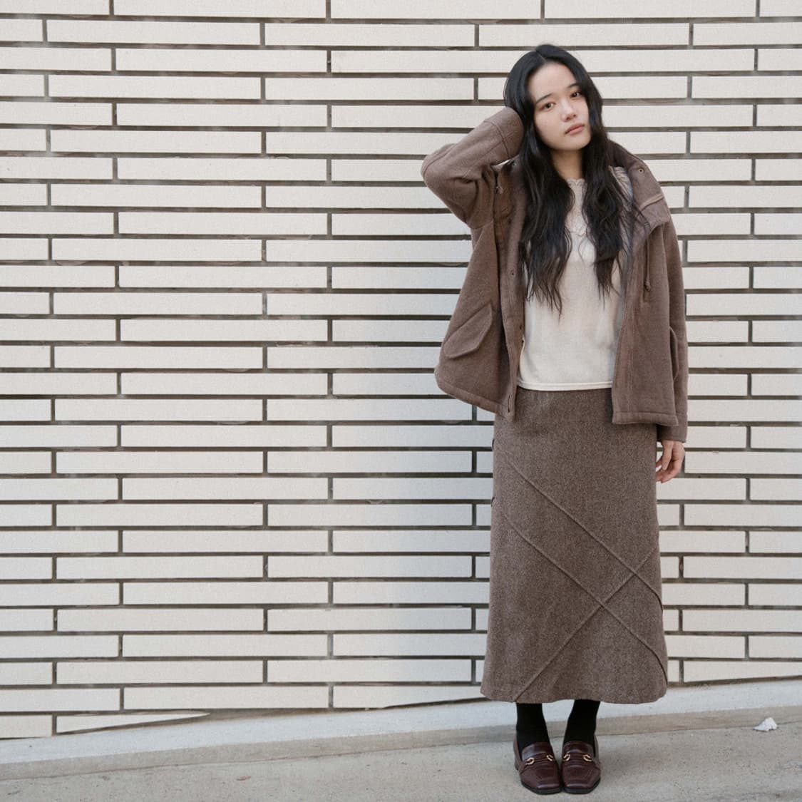 브라운 밀결 스커트 상품이미지2